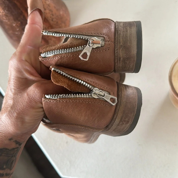 Free People "Lost Valley" Distressed Zipper Back Boots Size 39 - Picture 8 of 14